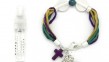 Pulsera perfumable habotai multiclor con cruz y bolitas